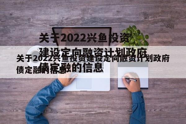 关于2022兴鱼投资建设定向融资计划政府债定融的信息
